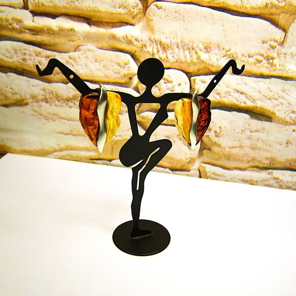 Big Amber & 925 Silver Omega Earrings - Made In Poland Rare Jewelry Her Gift - Picture 14 of 16